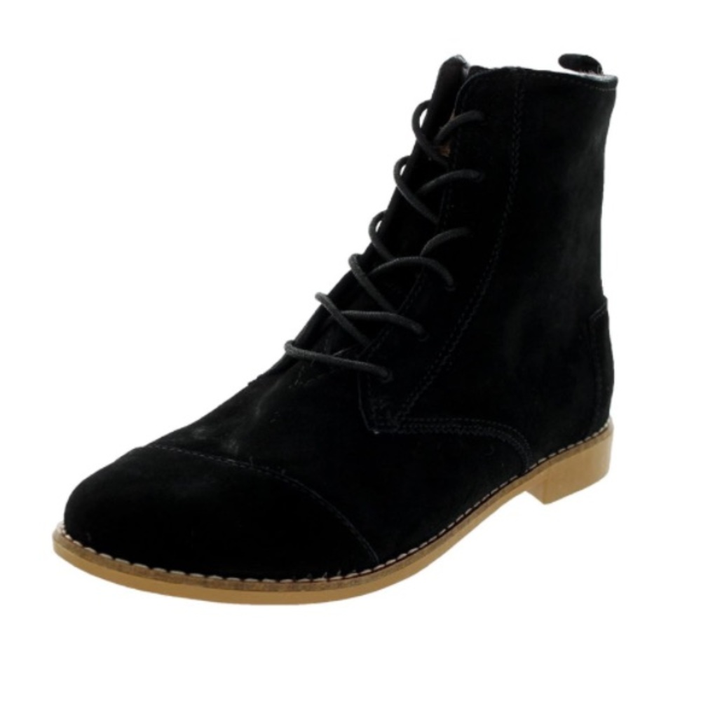 Toms Alpa Black Suede Combat Boots